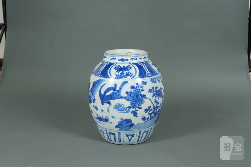 明 青花花鸟大罐 - 图7